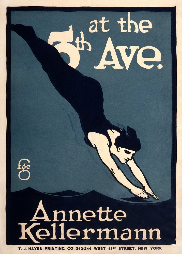 Annette Kellermann at the 5th Ave. (1910) vintage poster by Frederic G. Cooper. Original public domain image from the…