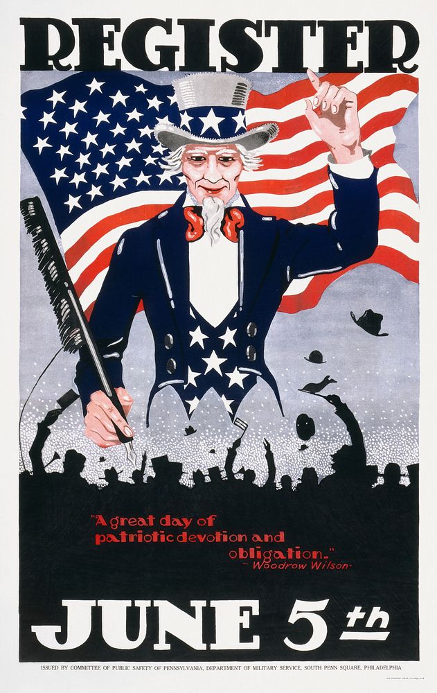 Register June 5th / Arthur William Colen ; The Colonial Press, Philadelphia poster (1917) by Committee of Public Safety of…