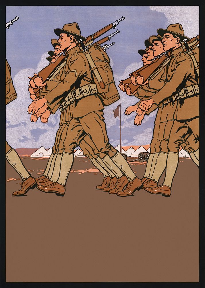 Vintage marching troop illustration.  Remixed by rawpixel.