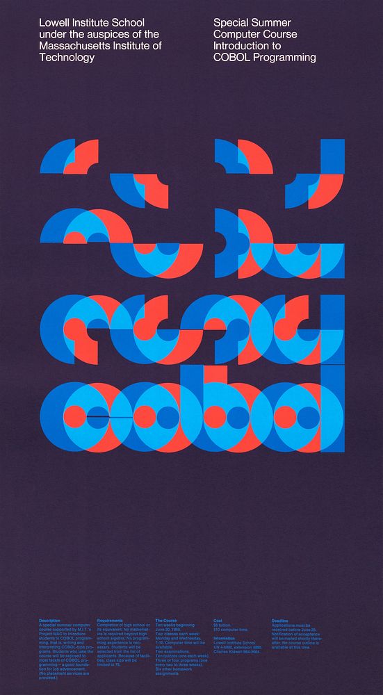 COBOL (1969) abstract retro poster by Dietmar R. Winkler. Original public domain image from the Library of Congress.…