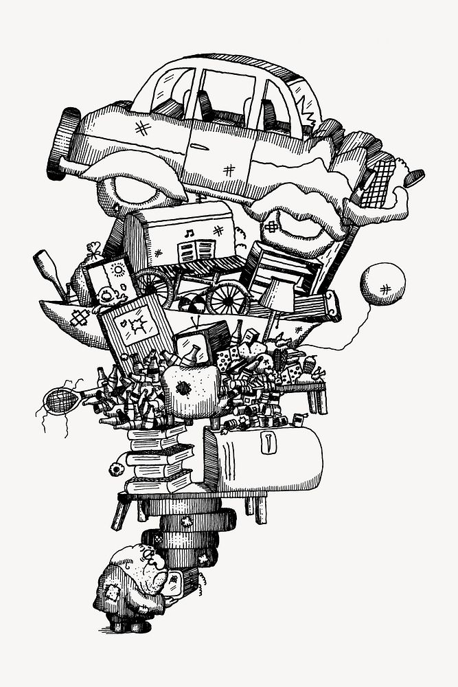 Recycle, stacked cars illustration.   Remixed by rawpixel.