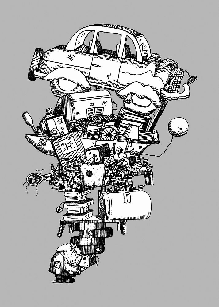 Recycle, stacked cars illustration.   Remixed by rawpixel.
