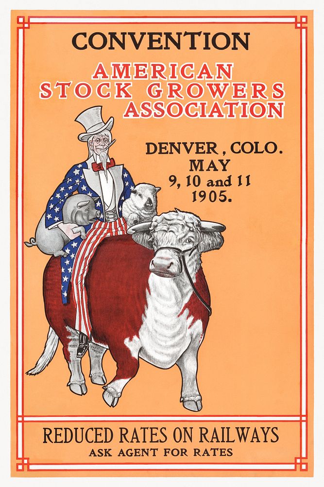 Convention, American Stock Growers Association (1905) vintage poster by Smith Brooks Co., Original public domain image from…