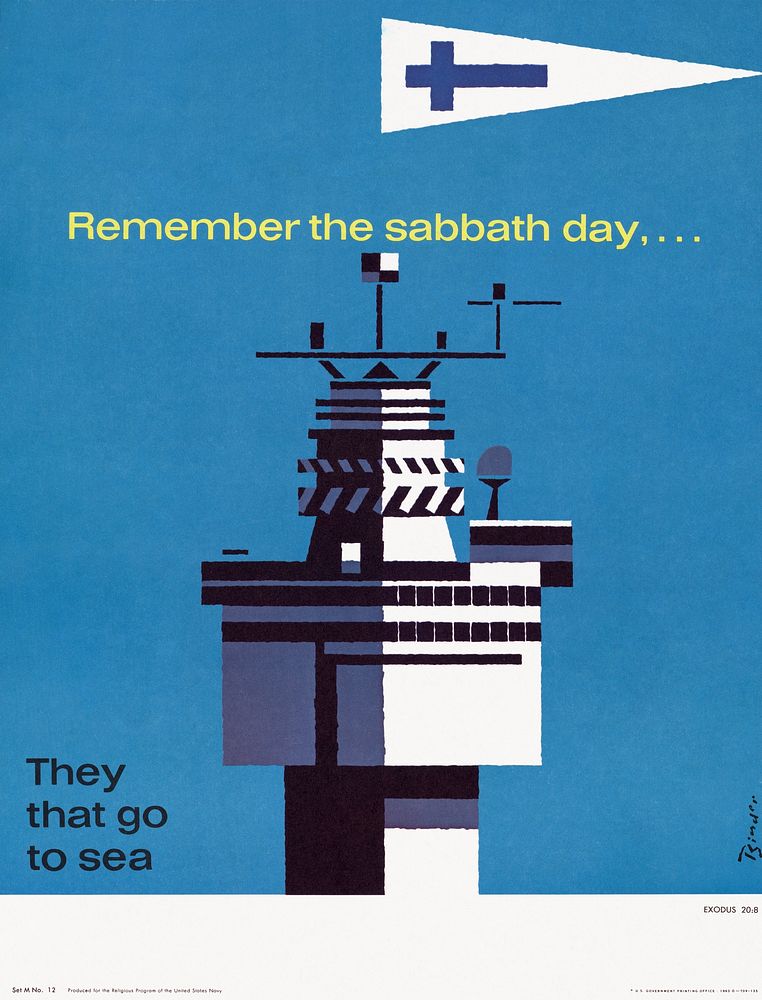 Remember the sabbath day, ... Exodus 20:8 (1963) vintage poster by Joseph Binder. Original public domain image from the…