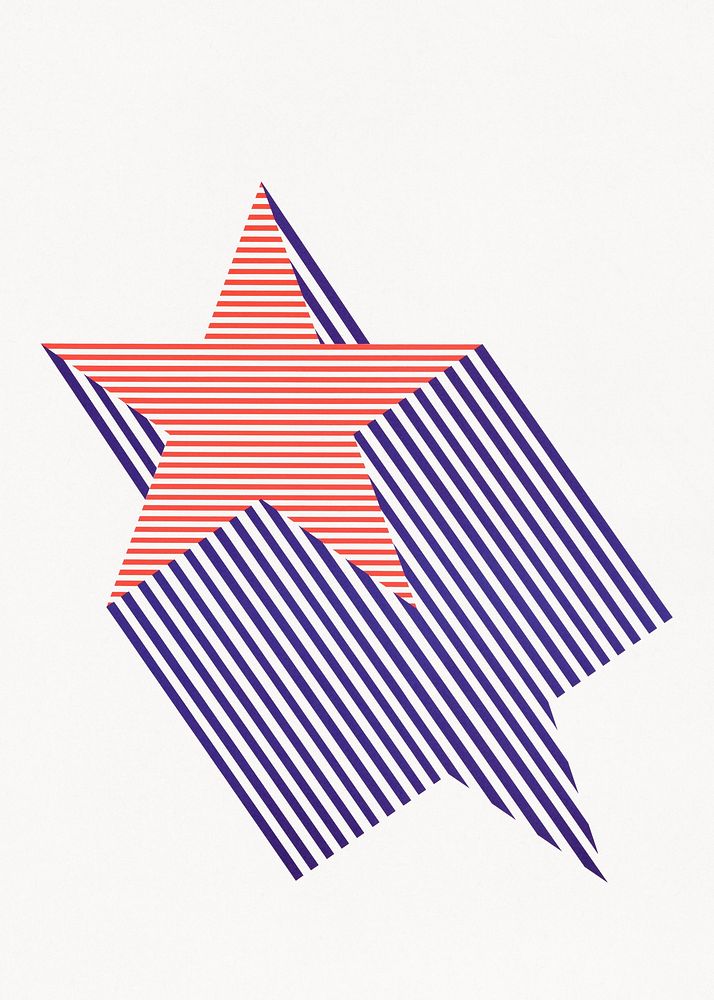 Vintage US star, red and blue illustration.  Remixed by rawpixel.