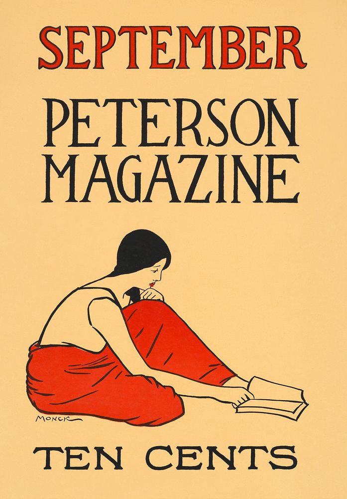 September, Peterson magazine, ten cents (1895) vintage poster by Frances Benjamin Johnston. Original public domain image…