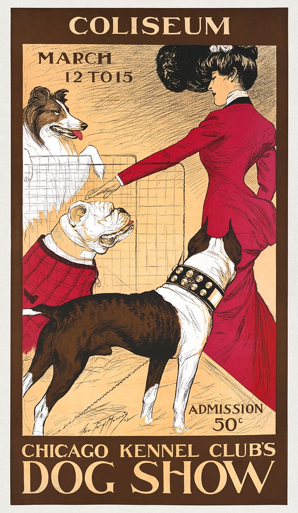 Chicago Kennel Club's dog show (1902) vintage poster by George Ford Morris. Original public domain image from the Library of…