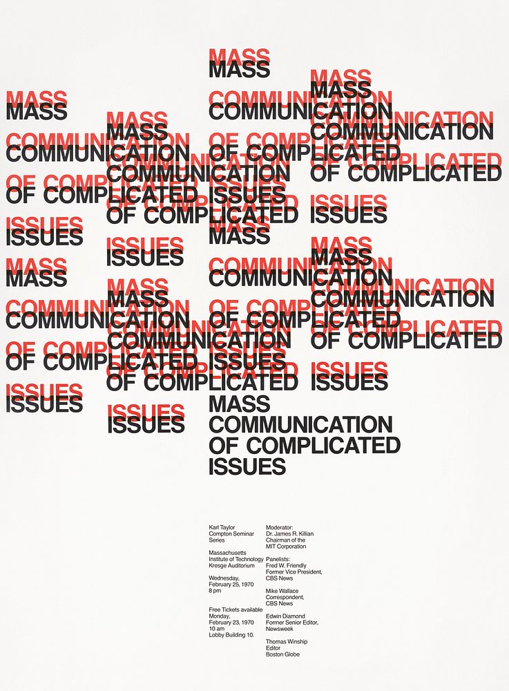 Mass communication of complicated issues Karl Taylor Compton seminar series (1970) vintage poster by Dietmar R. Winkler.…