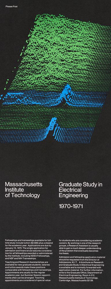 Massachusetts Institute of Technology graduate study in Electrical Engineering, (1970) vintage poster by Dietmar R. Winkler.…