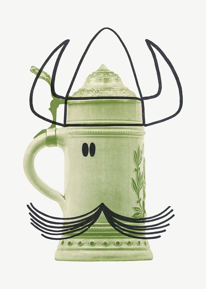 Viking jug, object clipart psd.   Remixed by rawpixel.