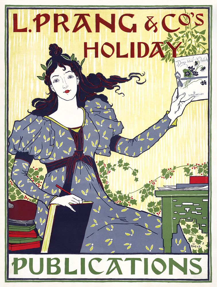 L. Prang & Co.'s holiday publications (1896) vintage poster by Louis Rhead. Original public domain image from the Library of…
