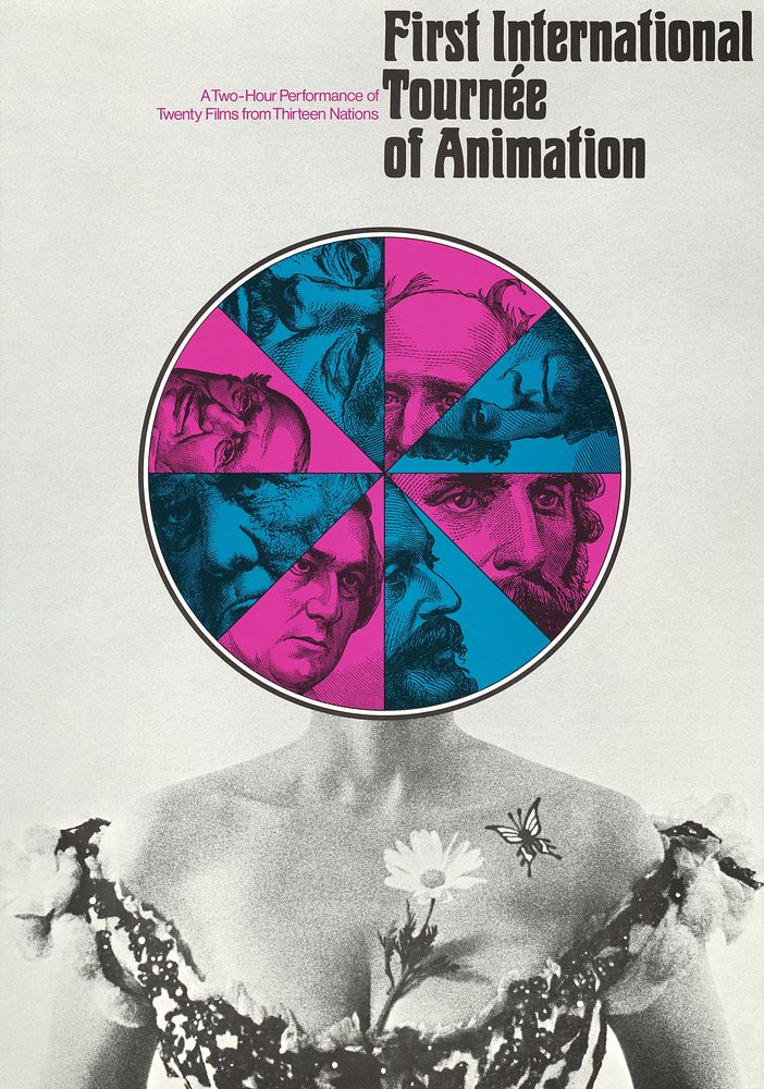 First international tourn&eacute;e of animation (1970) vintage poster. Original public domain image from the Library of…