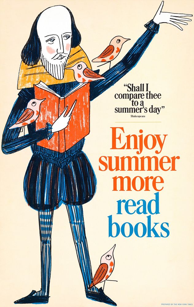 Enjoy summer more, read books (1966) vintage poster by Bill Sokol.  Original public domain image from the Library of…
