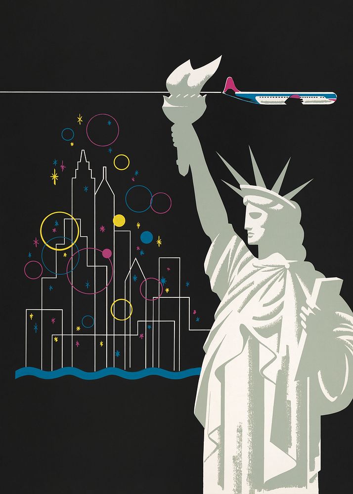 Statue of Liberty, New York's famous landmark.   Remixed by rawpixel.