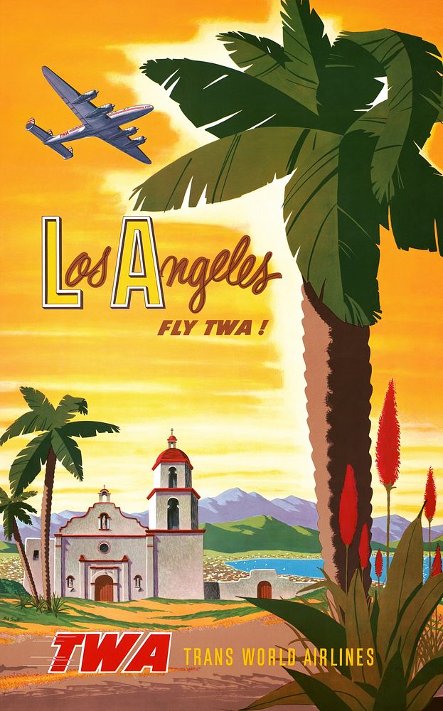 Los Angeles - fly TWA! / Bob Smith. (1950) vintage poster by Robert Harmer Smith. Original public domain image from the…