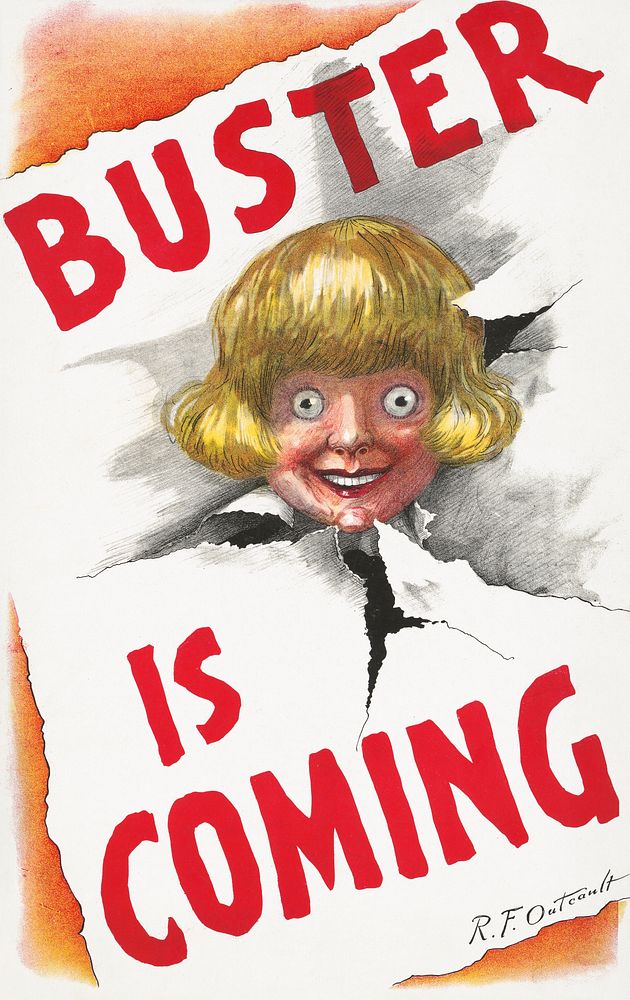 Buster is coming (1907) vintage poster by Richard Felton Outcault. Original public domain image from the Library of…