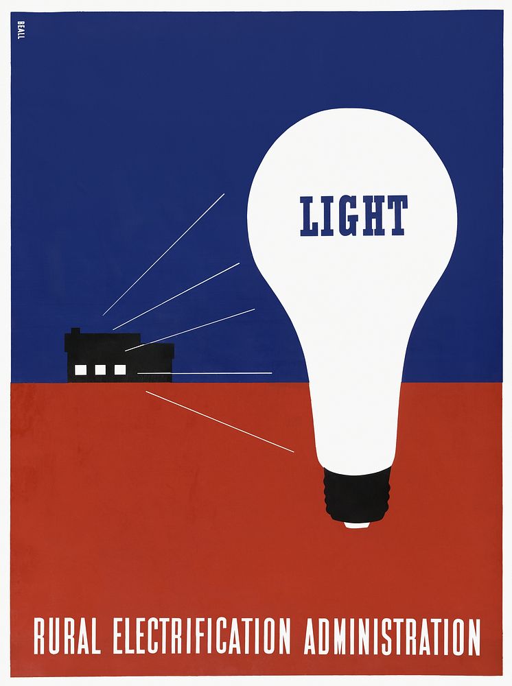 Light - Rural electrification administration (1930) vintage poster by Lester Beall. Original public domain image from the…