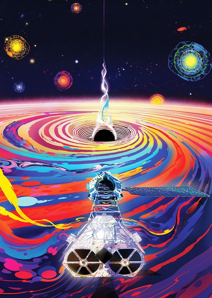 Retro futurism poster background. Original public domain image from Exoplanet Exploration Program, NASA&rsquo;s Astrophysics…