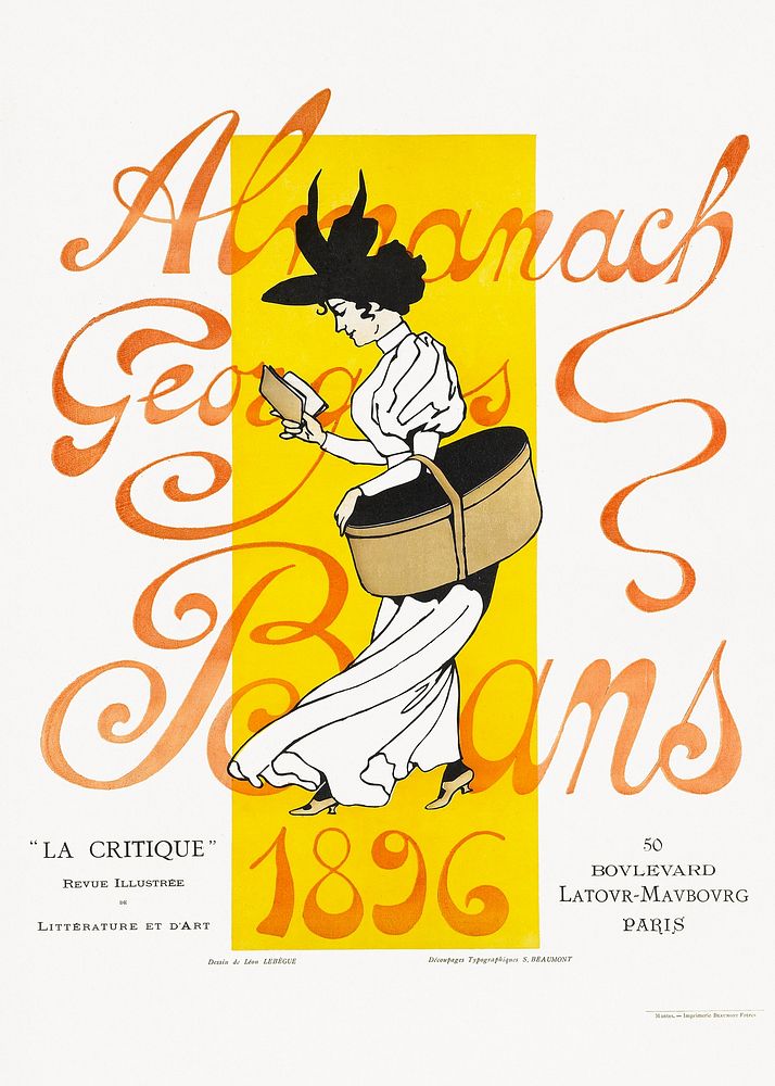 Beaumont Brothers Printing. L&eacute;on Leb&egrave;gue. Almanac Georges Bans, 50 Boulevard Latour-Maubourg. Attach. Color…
