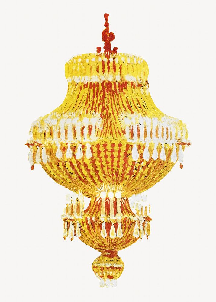Chandelier illustration. Original public domain image from Wikimedia Commons. Digitally enhanced by rawpixel.
