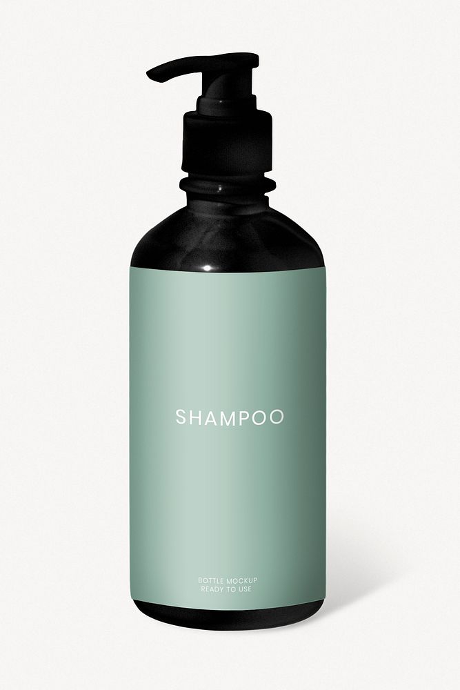 Black shampoo bottle mockup design psd