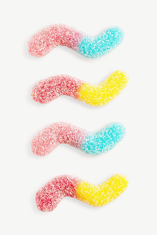 Sour worm gummy, jelly dessert psd