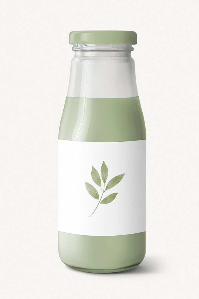 Matcha milk bottle collage element image
