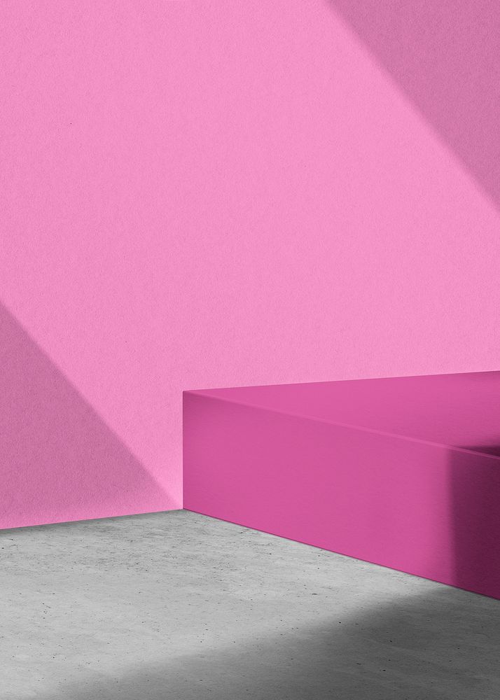 Pink product backdrop mockup, natural light psd