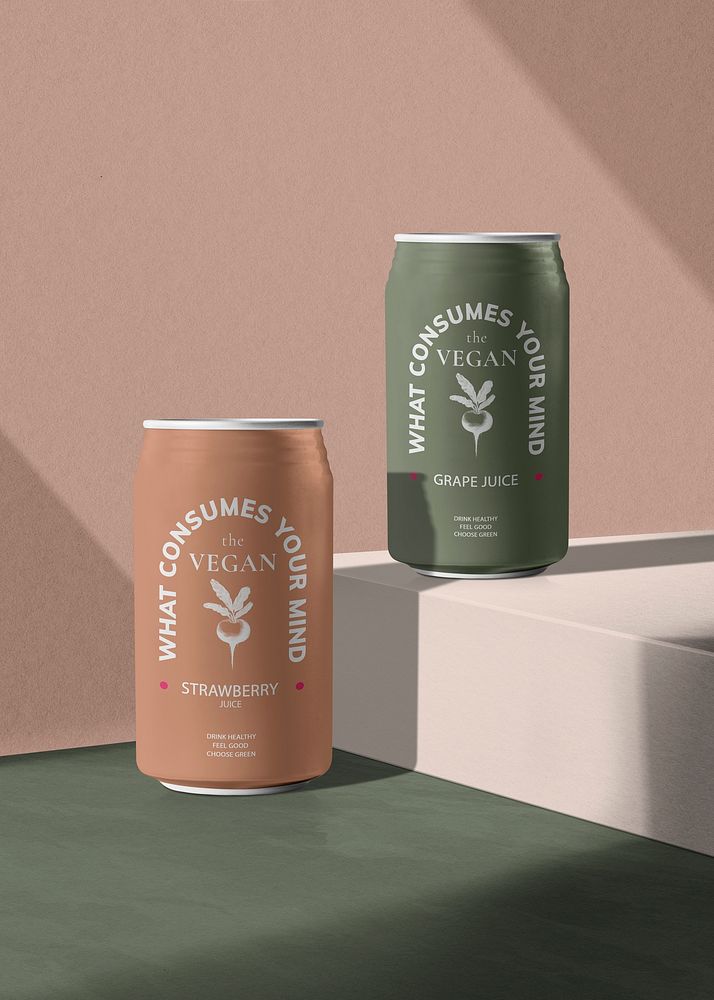 Beverage can mockup psd, aesthetic design, modern product backdrop