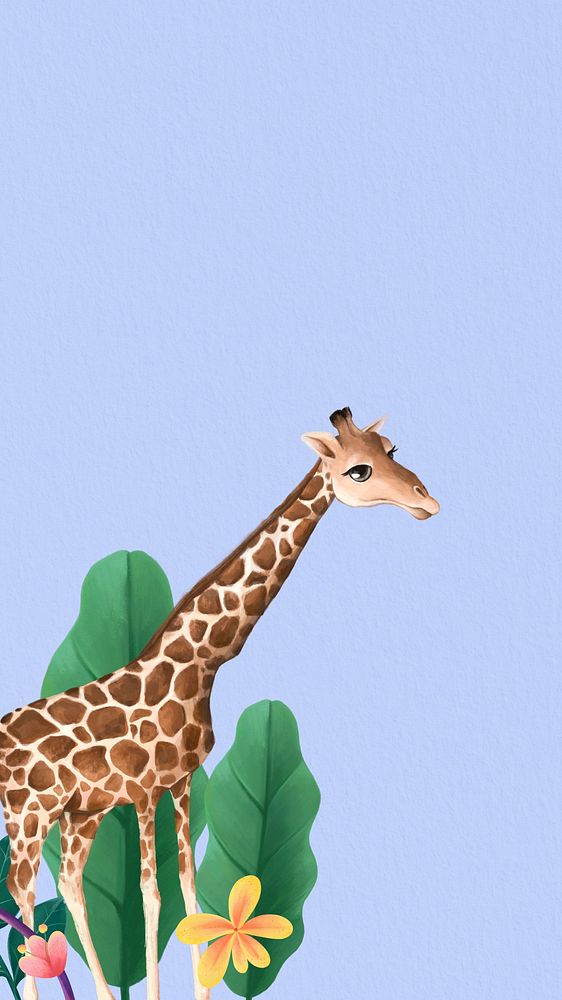 Cute giraffe blue iPhone wallpaper