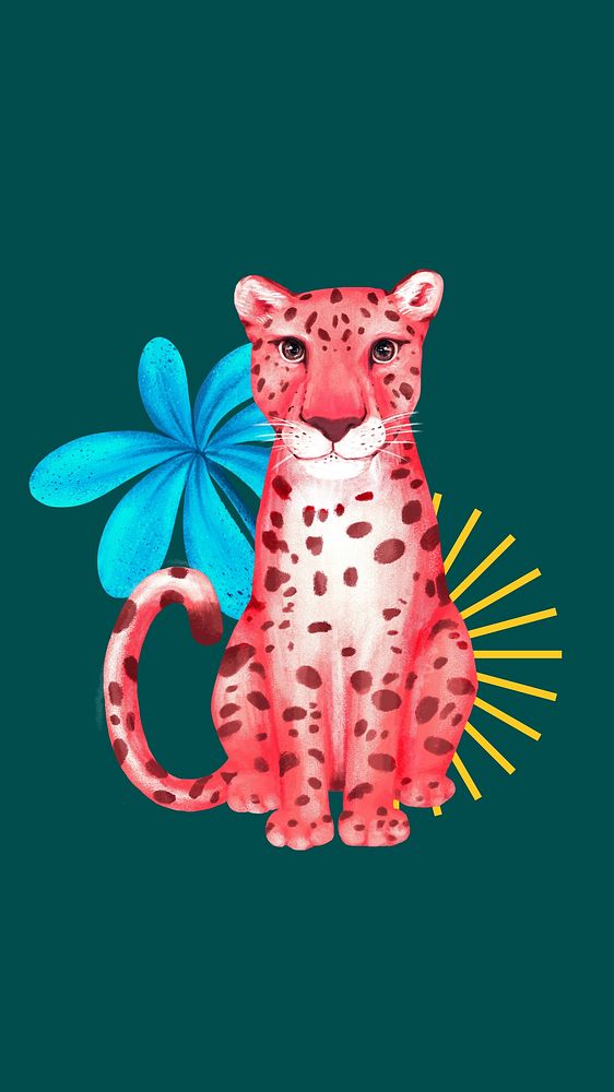 Cute leopard iPhone wallpaper, green design