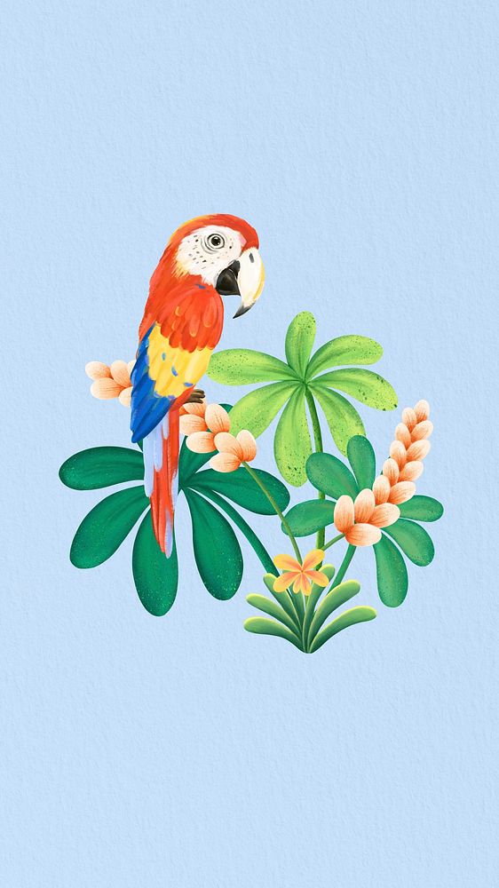 Macaw blue iPhone wallpaper, wildlife illustration