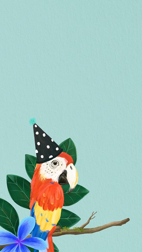 Macaw green iPhone wallpaper, wildlife illustration