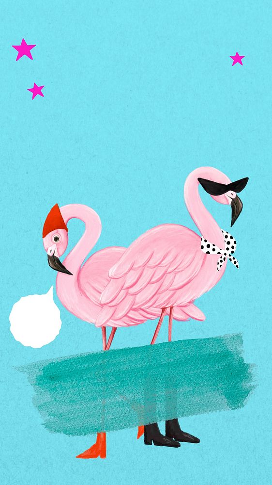 Party flamingo iPhone wallpaper, blue design