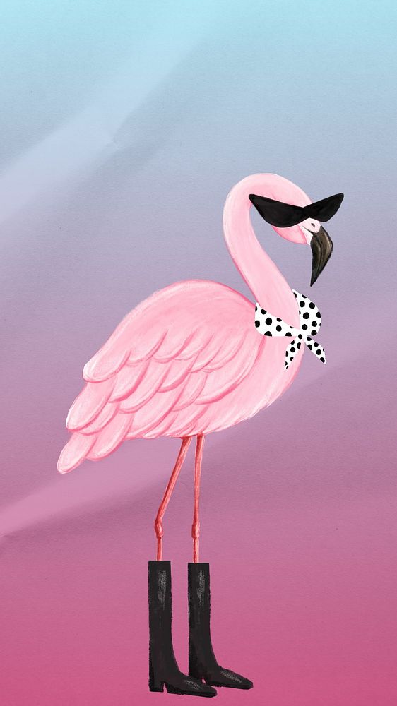 Cool flamingo iPhone wallpaper, gradient colorful design