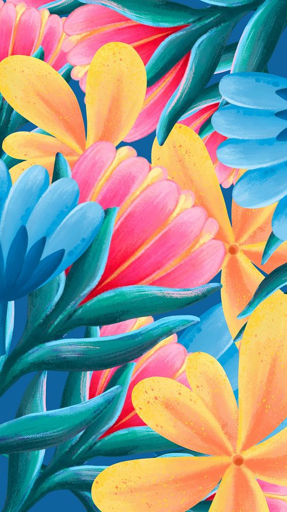 Colorful flowers iPhone wallpaper, tropical design