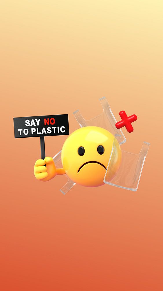 No plastic iPhone wallpaper, 3D emoji illustration  