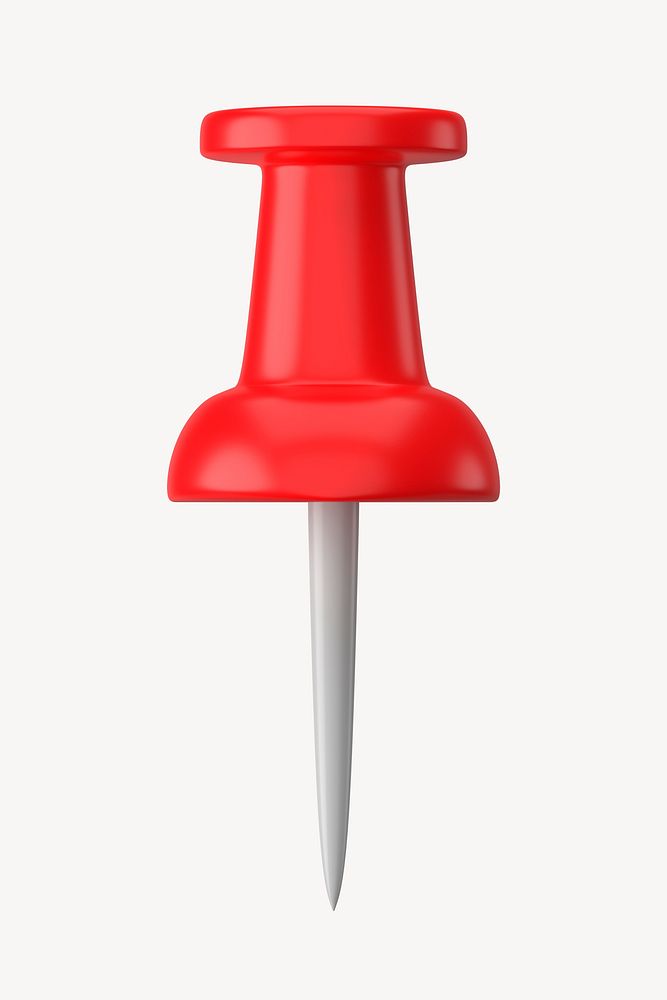 3D red pushpin, stationery illustration psd