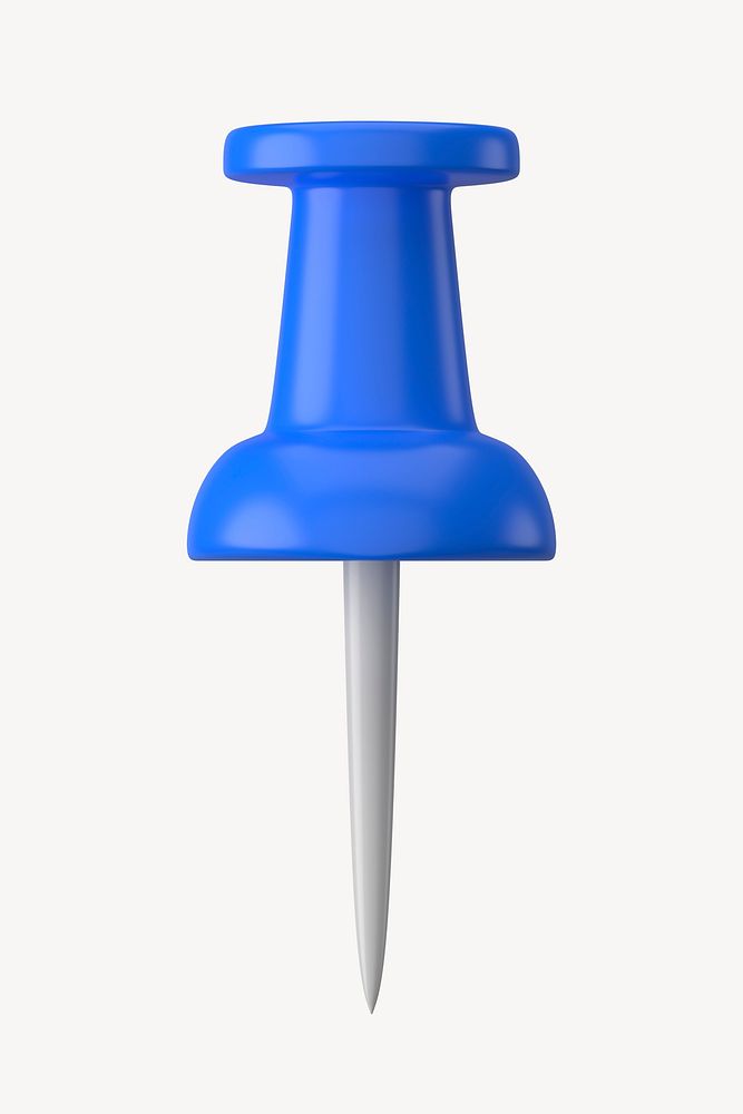 3D blue pushpin, 3D rendered stationery illustration