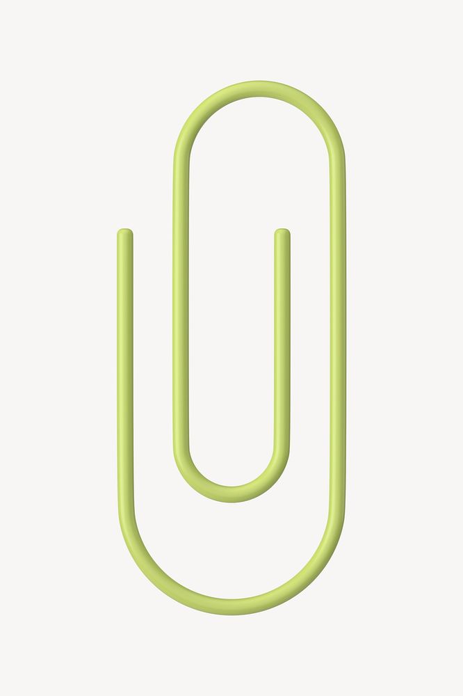 Green paperclip, 3D business icon graphic