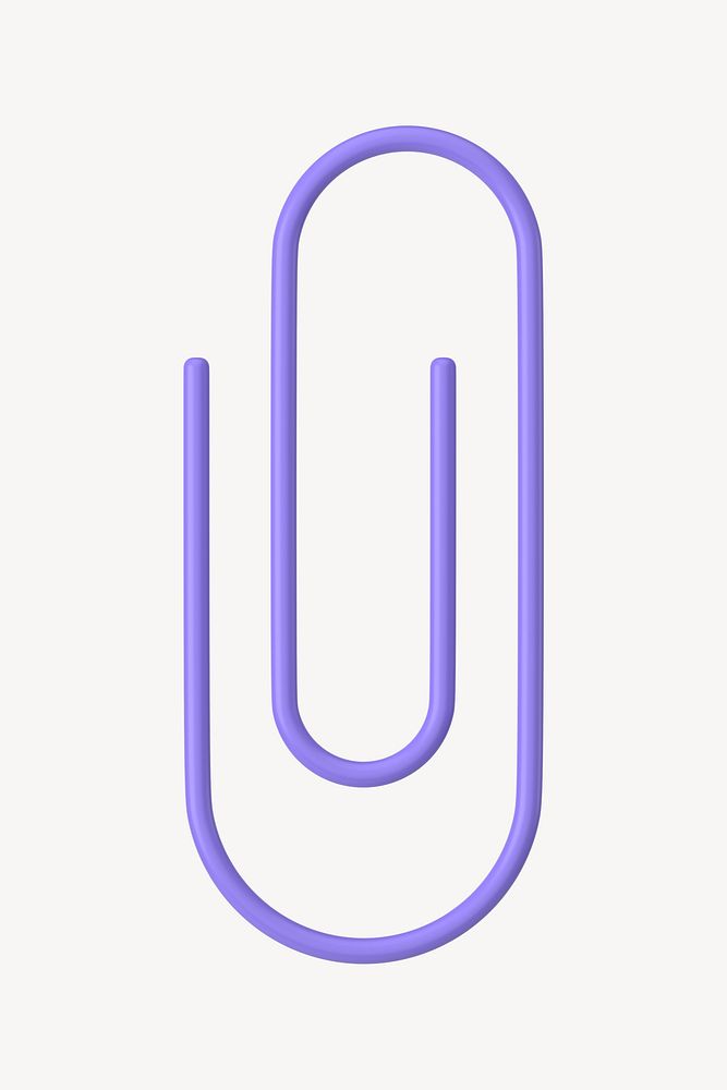 Purple paperclip, 3D business icon graphic