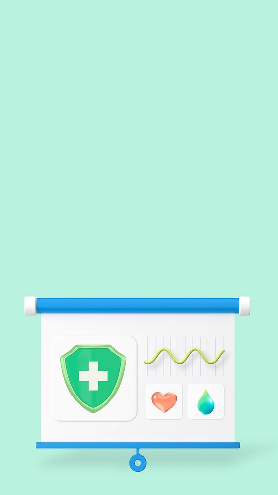 Medical data 3D iPhone wallpaper, green background
