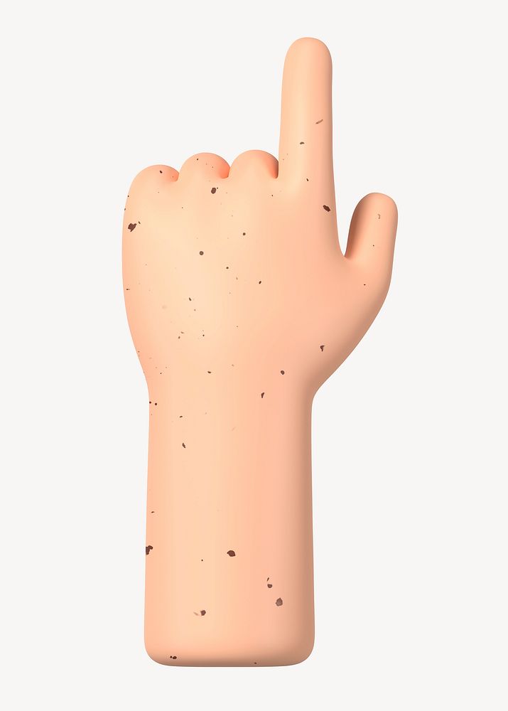 Finger-pointing hand gesture, freckled skin, 3D illustration