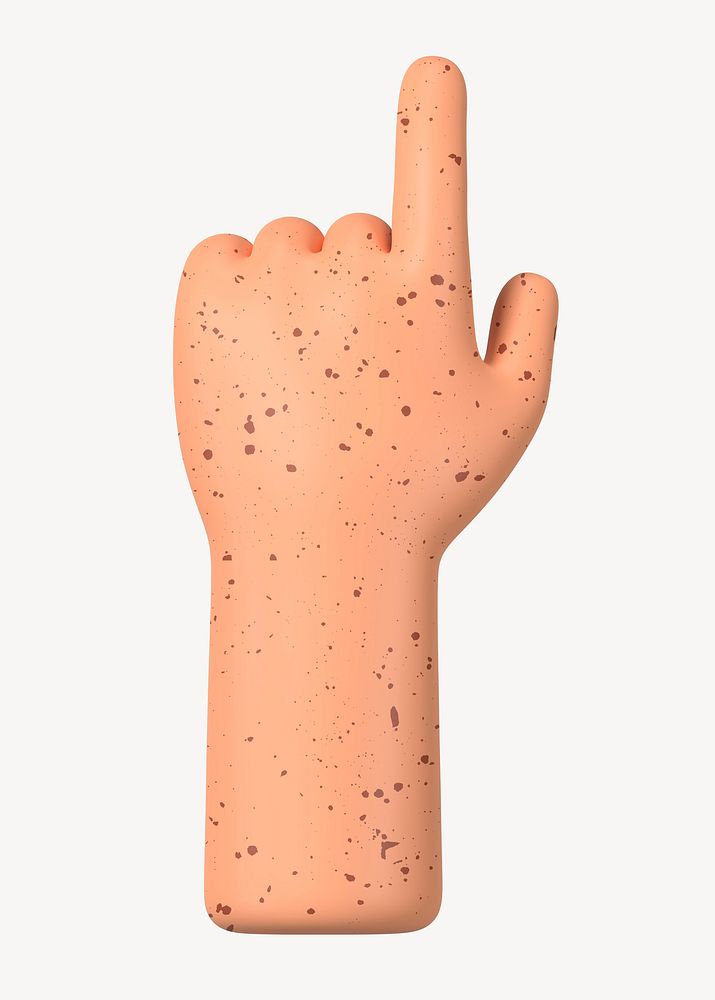 Finger-pointing hand gesture, freckled skin, 3D illustration psd