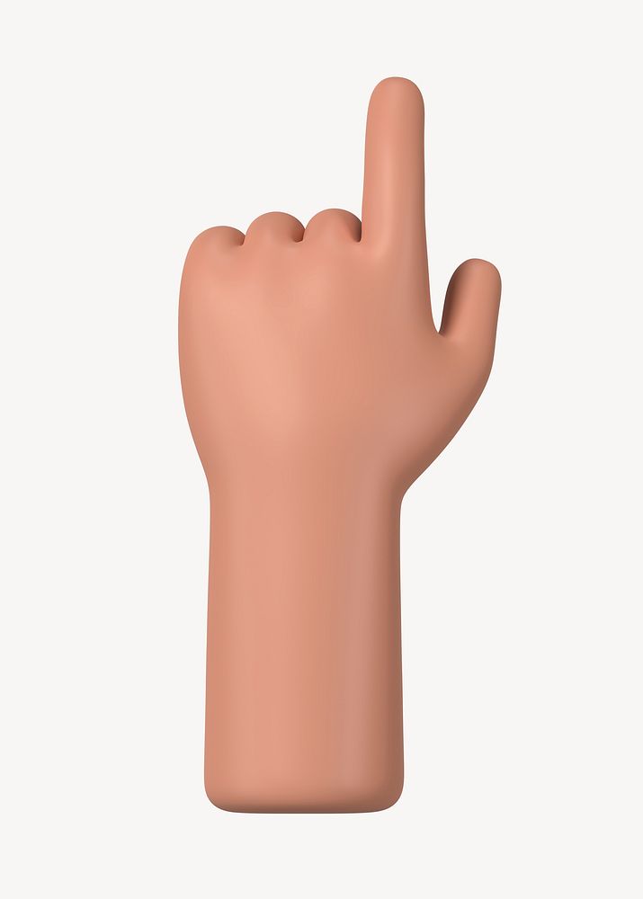 Finger-pointing tanned hand gesture, 3D illustration psd