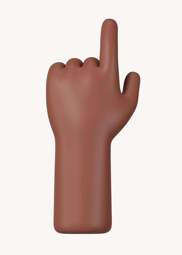 Finger-pointing black hand gesture, 3D illustration