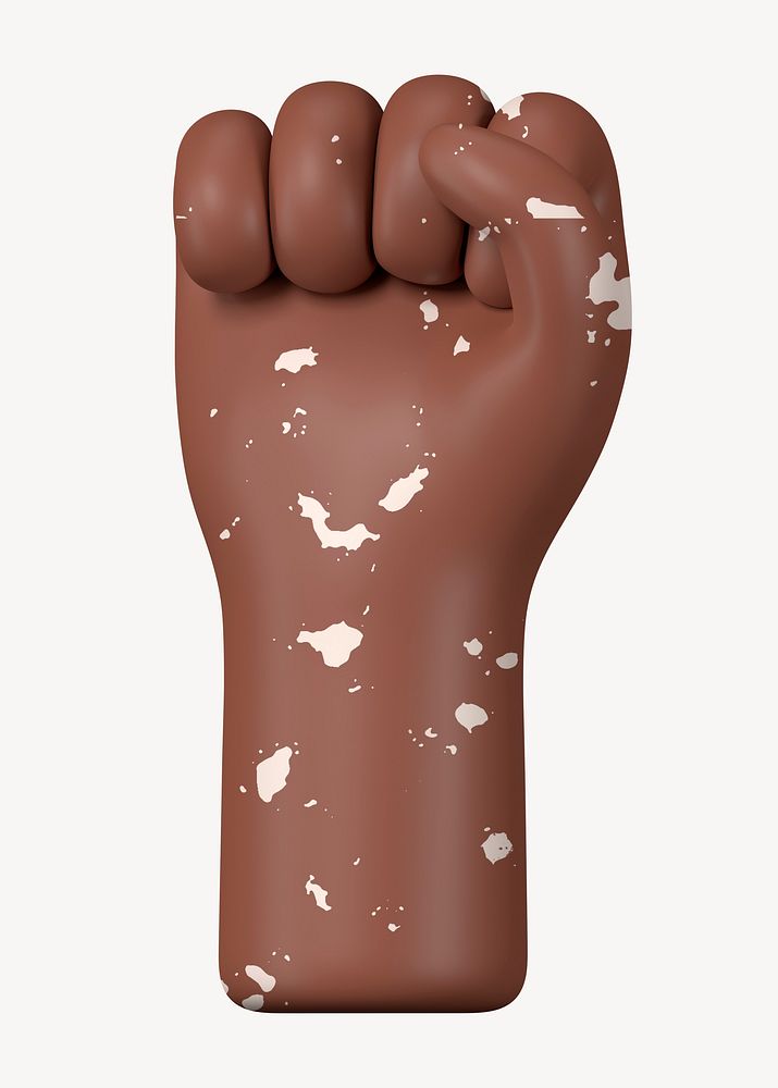 Raised fist, vitiligo awareness, 3D illustration