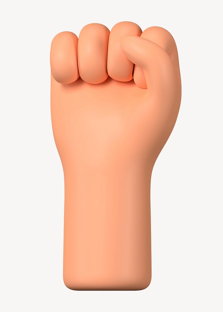 Raised fist hand, revolution symbol, 3D illustration psd