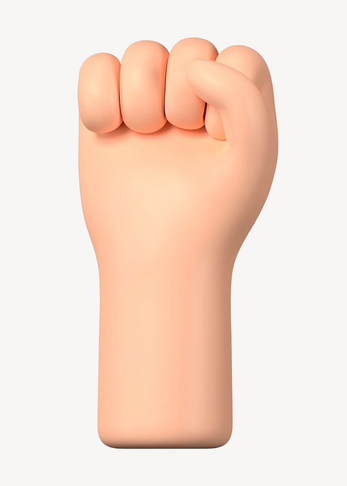 Raised fist hand, revolution symbol, 3D illustration psd