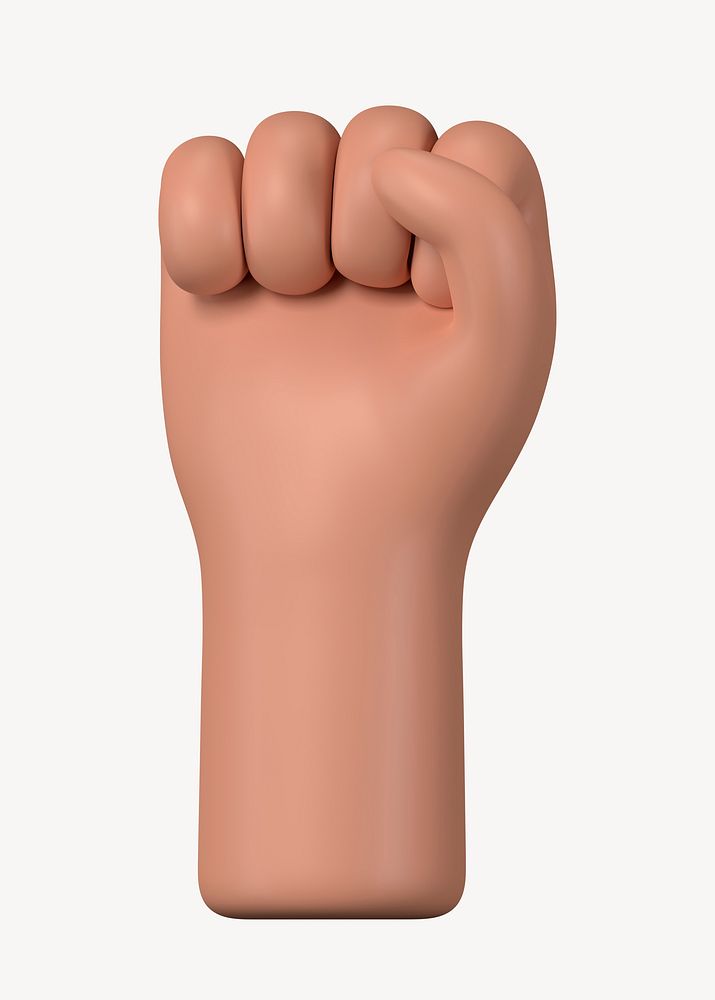 Raised fist hand, revolution symbol, 3D illustration psd